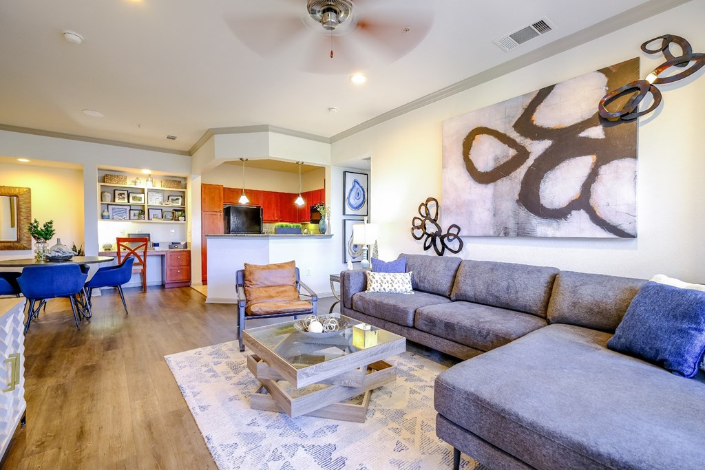 spacious living room at The Falls at Copper Lake Houston apartments for rent