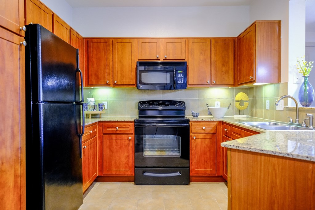 luxury kitchen at The Falls at Copper Lake apartments for rent in Houston