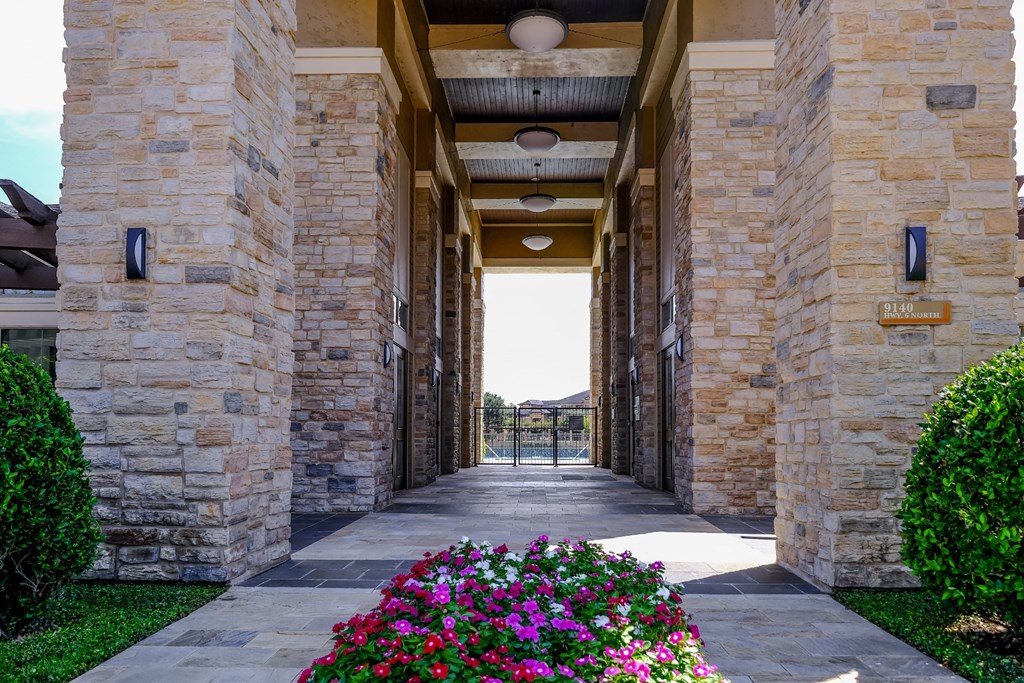 serene outdoor pathway at The Falls at Copper Lake apartments