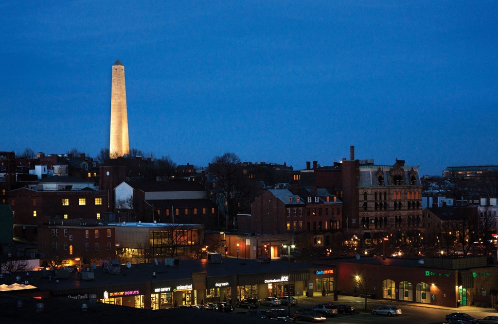Charming Dusk and Nighttime Views of Charlestown MA and Bunker Hill Monument-at Gatehouse 75, Massachusetts, 02129