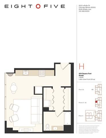 Studio2 Floor Plan Studio2 Floor Plan at Eight O Five, Chicago, IL