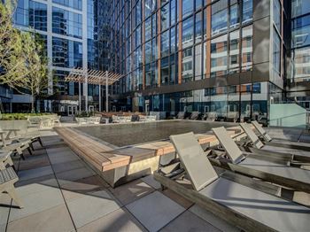 Poolside Relaxing Area at Via Seaport Residences, Boston, 02210
