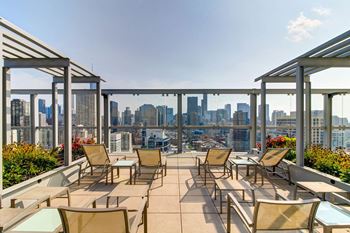 Garden Trellis with City Skyline and Lake Michigan Views at Eight O Five Apartments