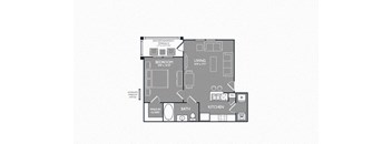 One Bed One Bath Floor Plan at Luxe Creekside, Texas, 78130