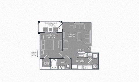 One Bed One Bath Floor Plan at Luxe Creekside, Texas, 78130