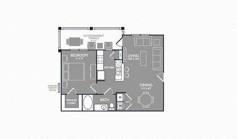 One Bed One Bath Floor Plan at Luxe Creekside, New Braunfels, TX, 78130