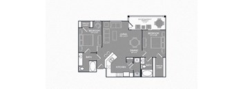 Two Bed Two Bath Floor Plan at Luxe Creekside, New Braunfels, 78130