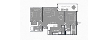 Two Bed Two Bath Floor Plan at Luxe Creekside, New Braunfels, Texas