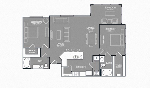 Two Bed Two Bath Floor Plan at Luxe Creekside, New Braunfels