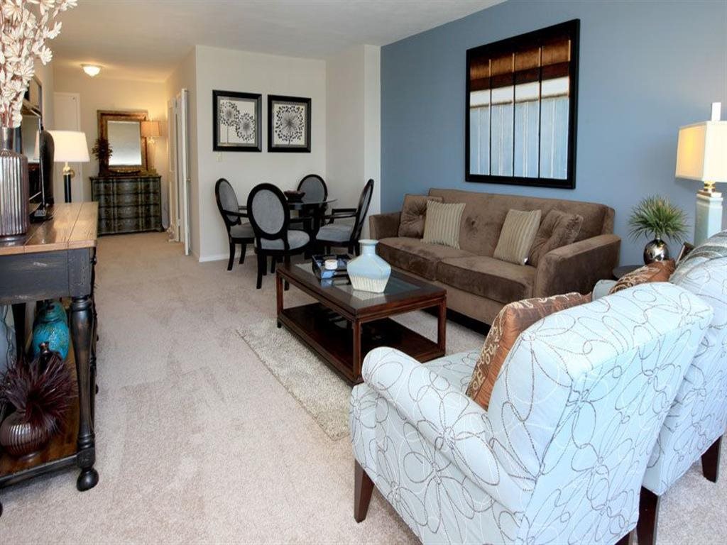 Interiors- Modern Living Room at Towne House, St. Louis, 63108