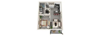 One-Bedroom Floor Plan at The Mansions McKinney, McKinney, TX, 75070