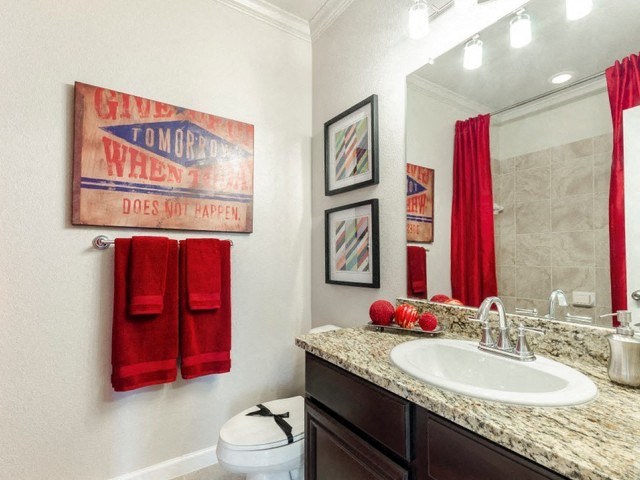 Renovated Bathrooms With Quartz Counters at Villages of Briggs Ranch, San Antonio, 78245