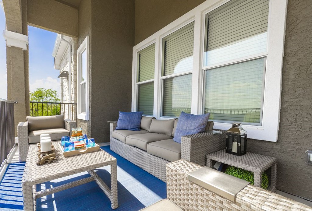 Outdoor sitting area at Villages3Eighty, Little Elm, TX