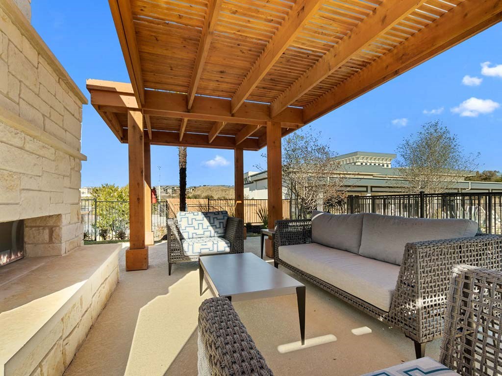 Outdoor sitting area with firepit1 at Reveal 54, Georgetown, 78626