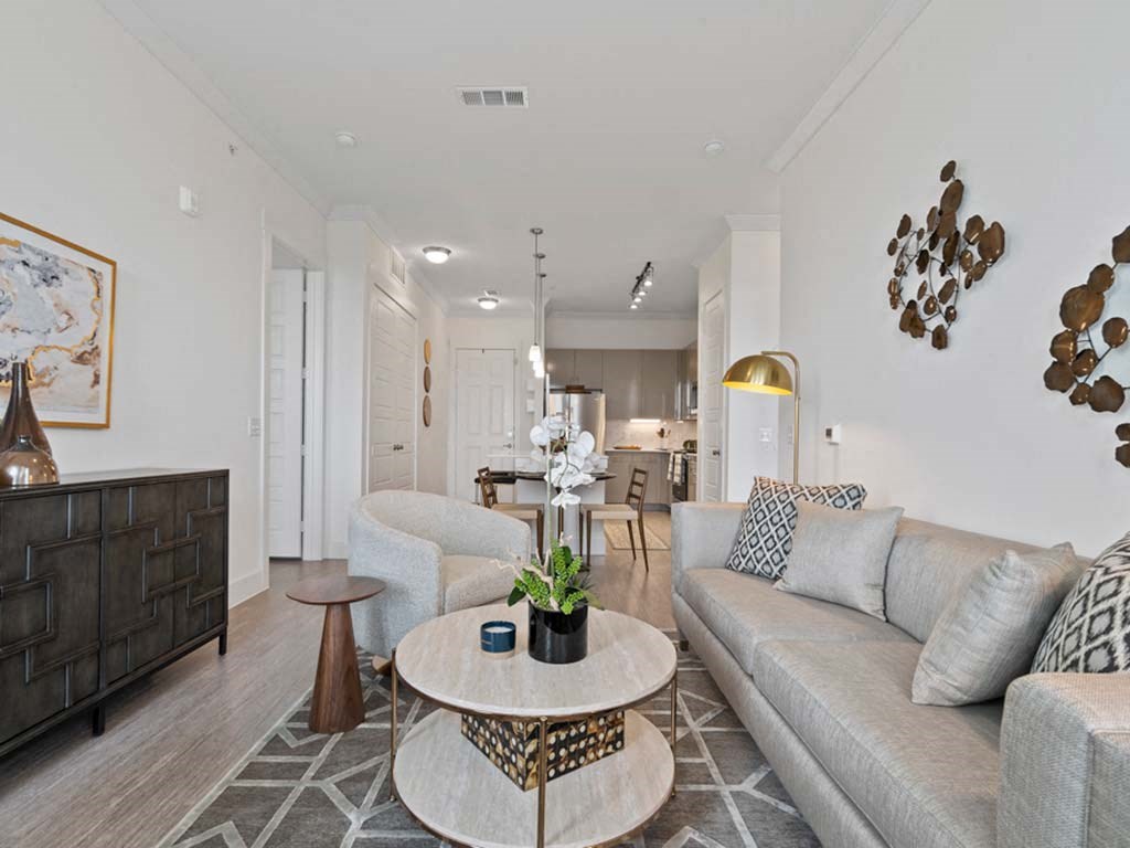 Living room decor at Reveal at Lake Ridge, Texas, 75054