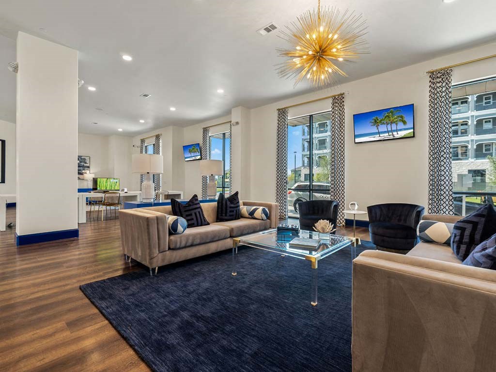 Living room sofaat Reveal on the Lake, Rowlett