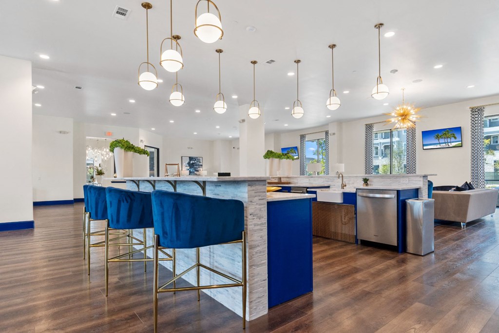 Kitchen counter table at Reveal on the Lake, Rowlett