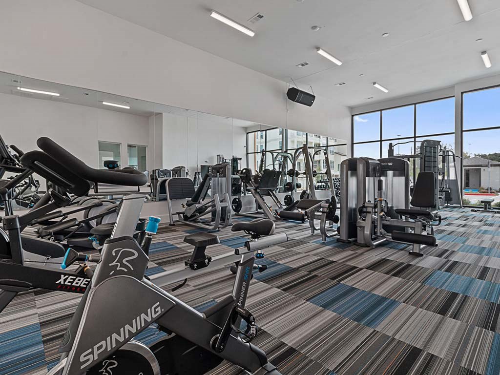 Fitness center at Reveal at Onion Creek, Austin, Texas