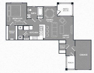 One Bed One Bath Floor Plan One Bed One Bath Floor Plan at Mansions at Briggs Ranch, Texas