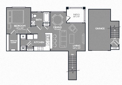 One Bed One Bath Floor Plan One Bed One Bath Floor Plan at Mansions at Briggs Ranch, Texas, 78245