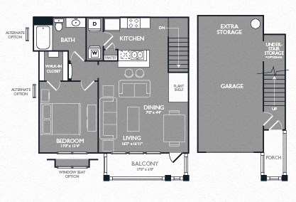 One Bed One Bath Floor Plan One Bed One Bath Floor Plan at Mansions at Briggs Ranch, San Antonio, TX, 78245