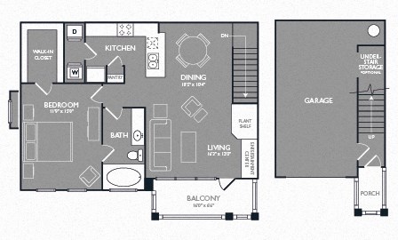 One Bed One Bath Floor Plan One Bed One Bath Floor Plan at Mansions at Briggs Ranch, San Antonio, TX