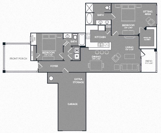 Two Bed Two Bath Floor Plan Two Bed Two Bath Floor Plan at Mansions at Briggs Ranch, San Antonio