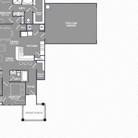 Three Bed Two Bath Floor Plan Three Bed Two Bath Floor Plan at Mansions at Briggs Ranch, Texas, 78245
