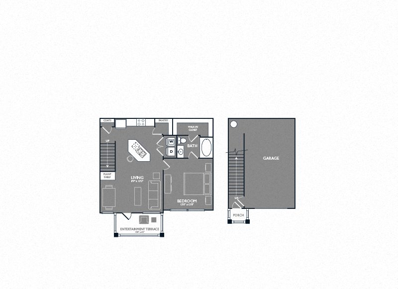 One-Bedroom Floor Plan at Mansions of Georgetown, Texas, 78626