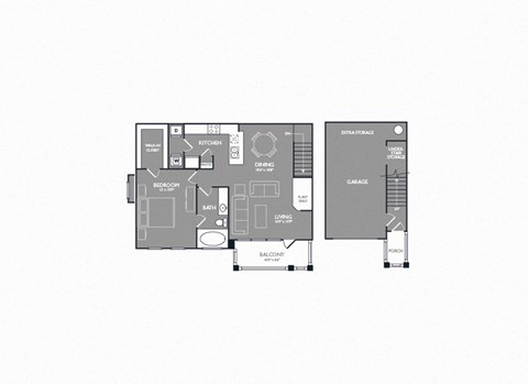 One-Bedroom Floor Plan at Mansions of Georgetown, Georgetown, Texas