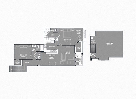 Two-Bedroom Floor Plan at Mansions of Georgetown, Georgetown, TX, 78626