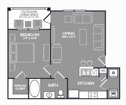 One Bed One Bath Floor Plan One Bed One Bath Floor Plan at Mansions Lakeway, Lakeway