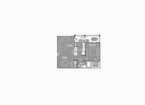 One Bed One Bath Floor Plan at Mansions Lakeway, Texas