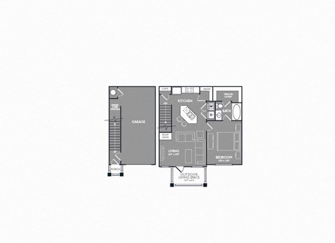 One Bed One Bath Floor Plan at Mansions Lakeway, Texas, 78738