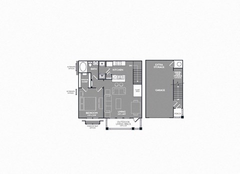 One Bed One Bath Floor Plan at Mansions Lakeway, Lakeway, TX, 78738
