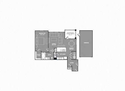 One Bed One Bath Floor Plan at Mansions Lakeway, Lakeway, TX