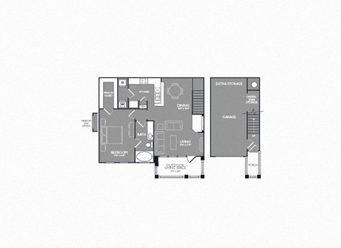 One Bed One Bath Floor Plan at Mansions Lakeway, Lakeway, Texas