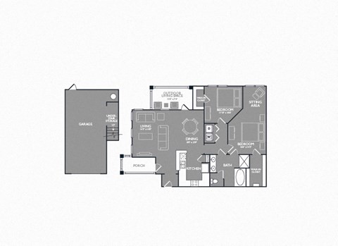 Two Bed One Bath Floor Plan at Mansions Lakeway, Lakeway