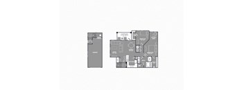 Two Bed One Bath Floor Plan at Mansions Lakeway, Texas