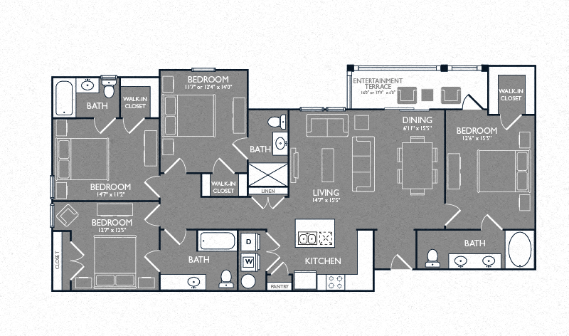 Four-Bedroom Floor Plan at Mansions at Spring Creek, Garland