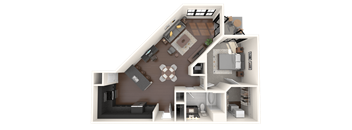 a floor plan of a house with a bedroom and a living room