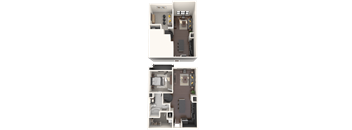 a floor plan of a house with a bedroom and a living room