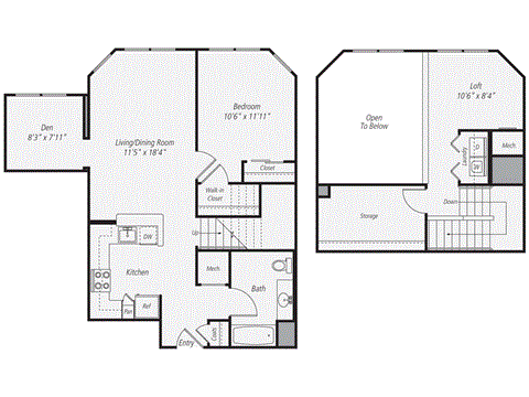 a floor plan of two different floors of a house