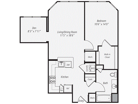 a floor plan of a house with a bedroom and a living room