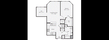 a floor plan of a two story house with a bedroom and a living room