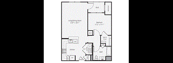 a floor plan of a 1 bedroom floor plan