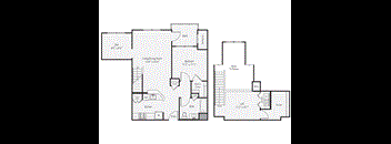 a floor plan of a bedroom floor plan with an open floor plan