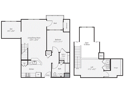a floor plan of a bedroom floor plan with an open floor plan