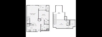 a floor plan of an open floor plan with two bedrooms and a bathroom