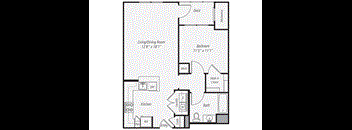 a floor plan of a 1 bedroom floor plan